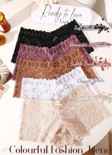 Sexy Women's Underwear Lace Shorts V Waist Breathable Cheeky Panties Boyshorts Underwear Women 5 Pack2