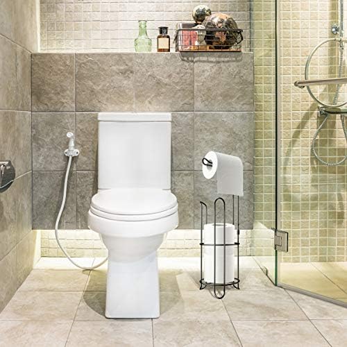 Ulable Toilet Paper Holder Toilet Roll Stand Free Standing for Bathroom, Holds 4 Paper Rolls 23.23 x 6.29 in, Black