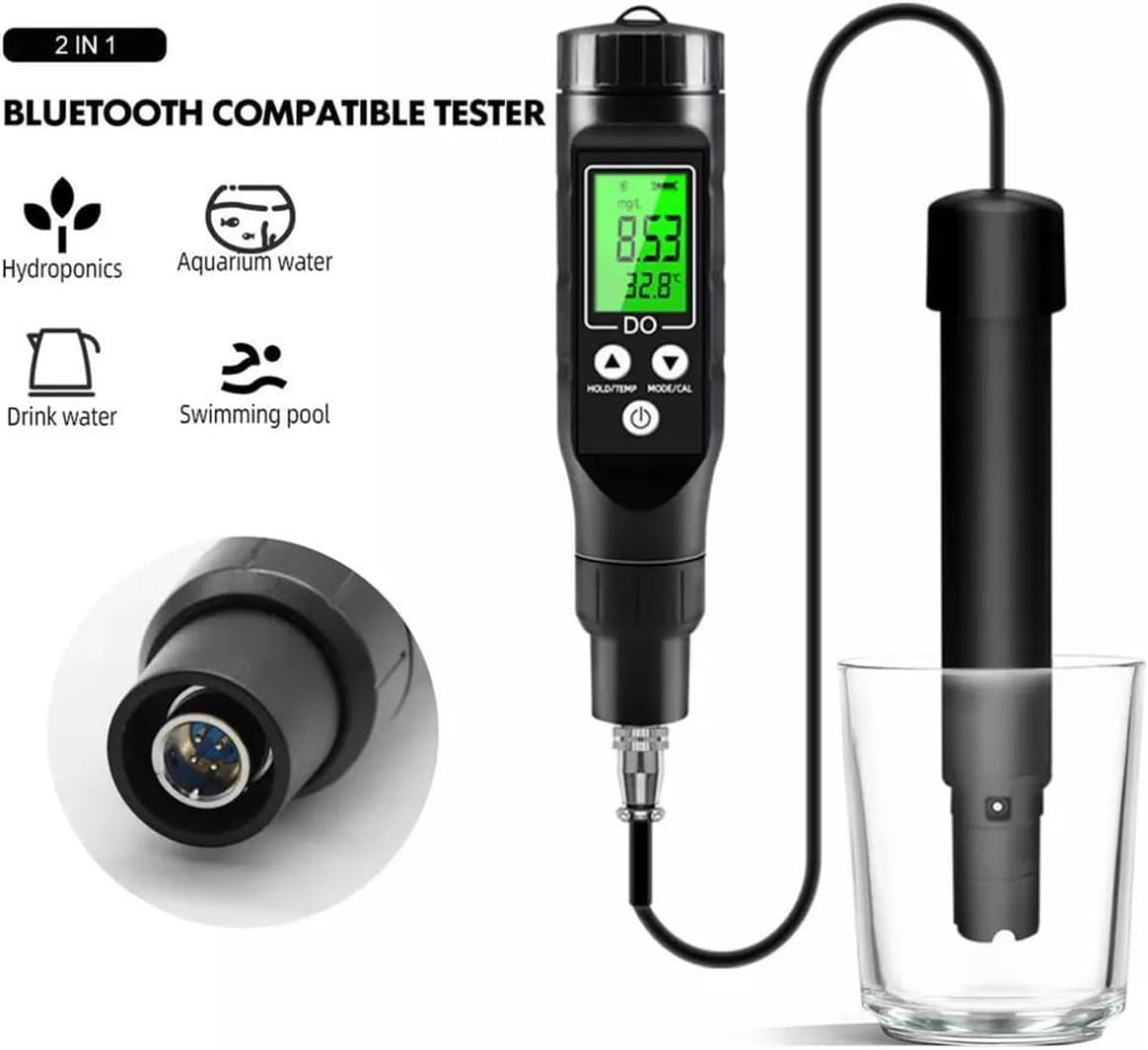 Oxymètre De Pouls Numérique Intelligent Bluetooth, Testeur D'oxygène Dissous De Haute Précision pour L'analyse De La Qualité De l'eau, Capteur D'oxygène Numérique ATC, Compt