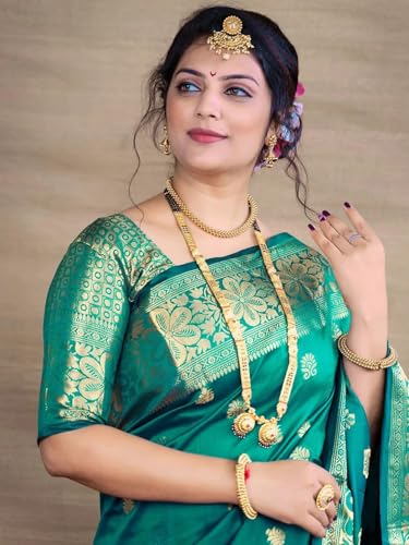Image of Women's Kanjivaram Silk Saree with Blouse Piece, Banarasi Style,