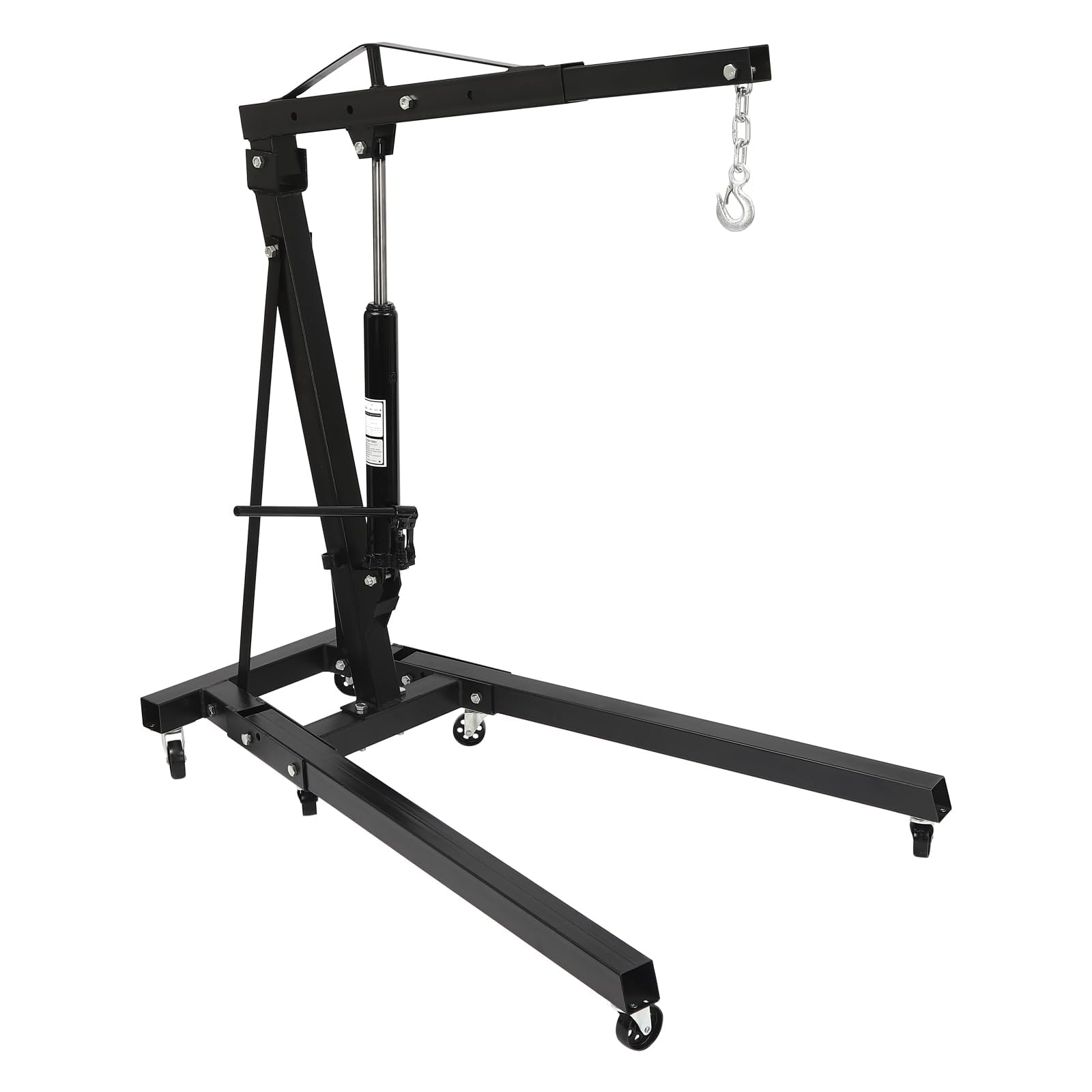 Engine Hoist, 2 Ton Folding Engine Lift with 6 Wheels, 4400 LBS Heavy Duty Steel Hydraulic Shop Engine Crane, Cherry Picker Engine Hoist for Garage Workshop