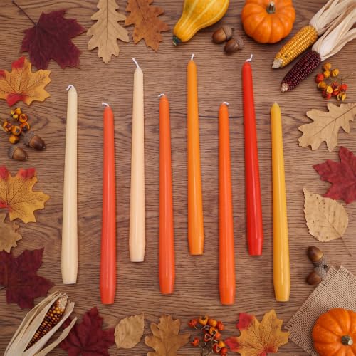 Image of MTLEE 32 Pcs Orange Taper Candles Bulk 10 Inch Long Candlestick, Smooth