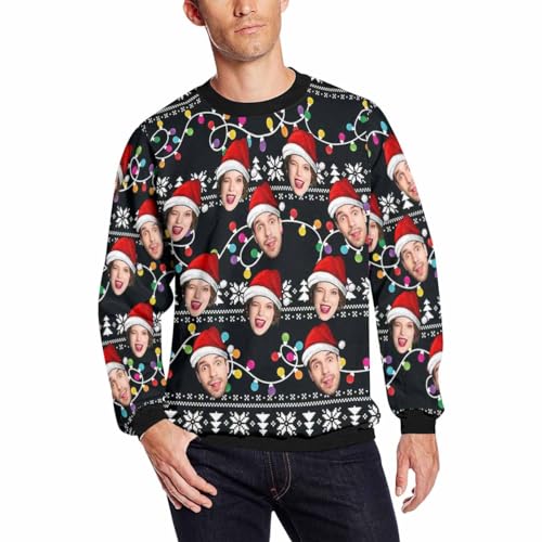InterestPrint Custom Sweatshirt with Photo for Men Women Personalized Face Ugly Christmas Funny Pullover Shirt Xmas Gift