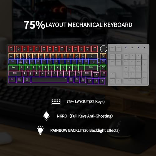 Image of Newmen GM326 Mechanical Keyboard,75% Percent Gaming Keyboard,Wired Keyboard