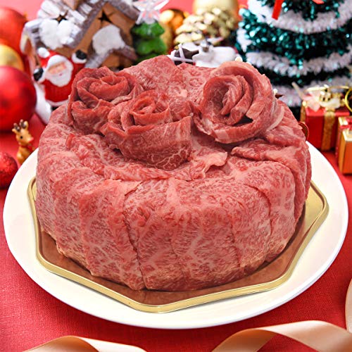 クリスマス ケーキ 神戸牛 肉ケーキ A5 ロース モモ 計600g 焼肉 しゃぶしゃぶ スライス 国産 和牛 ～ ろうそく バラン 造花 ケーキボックス 入り～ 12月23日~24日 冷凍お届け