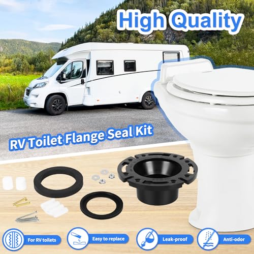 Image of RV Toilet Seal and 3'' Socket RV Toilet Flange Kit, 3 in 1 RV Toilet Flange Seal for 300 /310 /320 RV Toilets