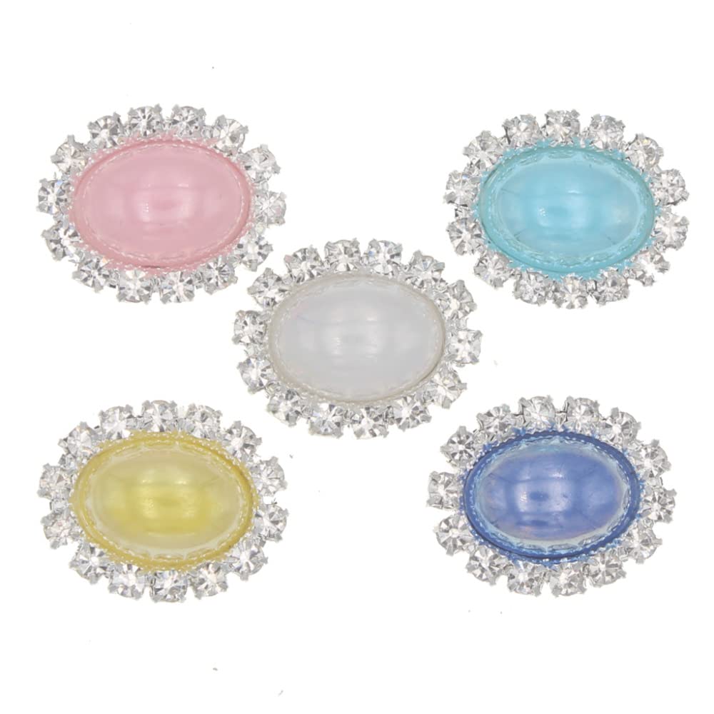 Amazon.co.jp: zx 10pcs 20x16mmラインストーンパールボタン手作り