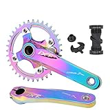 KOOZER Juego de bielas para bicicleta BCD 104 Bicicleta de montaña de carretera con soporte inferior con anillos de cadena única 38T (Muti-Color)