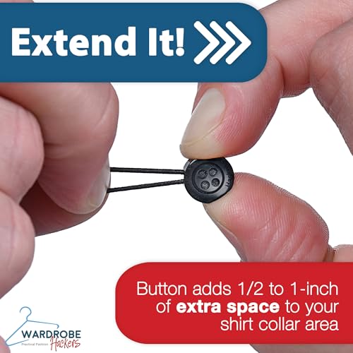 Image of Wardrobe Hackers Collar Extenders for Mens Shirts (Soft Elastic) Tight Neck Collar Relief - Expander Buttons for Dress Shirts