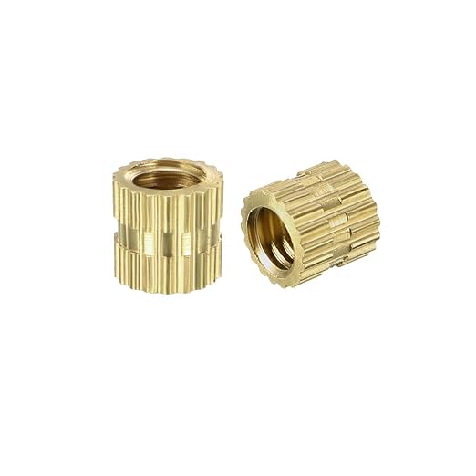 uxcell Knurled Insert Nuts - 50Pcs M4 x 5mm Length x 5mm OD Female Thread Brass Threaded Insert Embedment Nut for 3D Printer