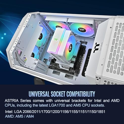 Image of Thermaltake ASTRIA 200 ARGB CPU Cooler; 4 Copper Heat Pipes; 120mm PWM Fan; 500~1800RPM; Single Tower; Intel /AMD; 210W TDP; White; CL-P137-AL12SW-A