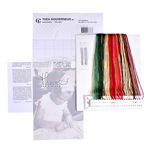 Thea Gouverneur Red Gladioli On Aida Counted Cross Stitch Kit-8-inch x 34.5-inch 18 Count - Image 3