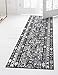 Rugs.com Oregon Collection Rug â€“ 8 Ft Runner Black and White Low-Pile Rug Perfect for Hallways, Entryways