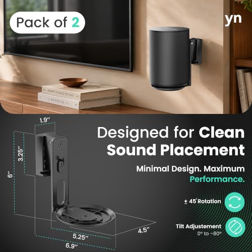 Image of ynVISION.DESIGN Wall Mount for Sonos ERA 100 PRO Speakers, 2 Mounts, Black