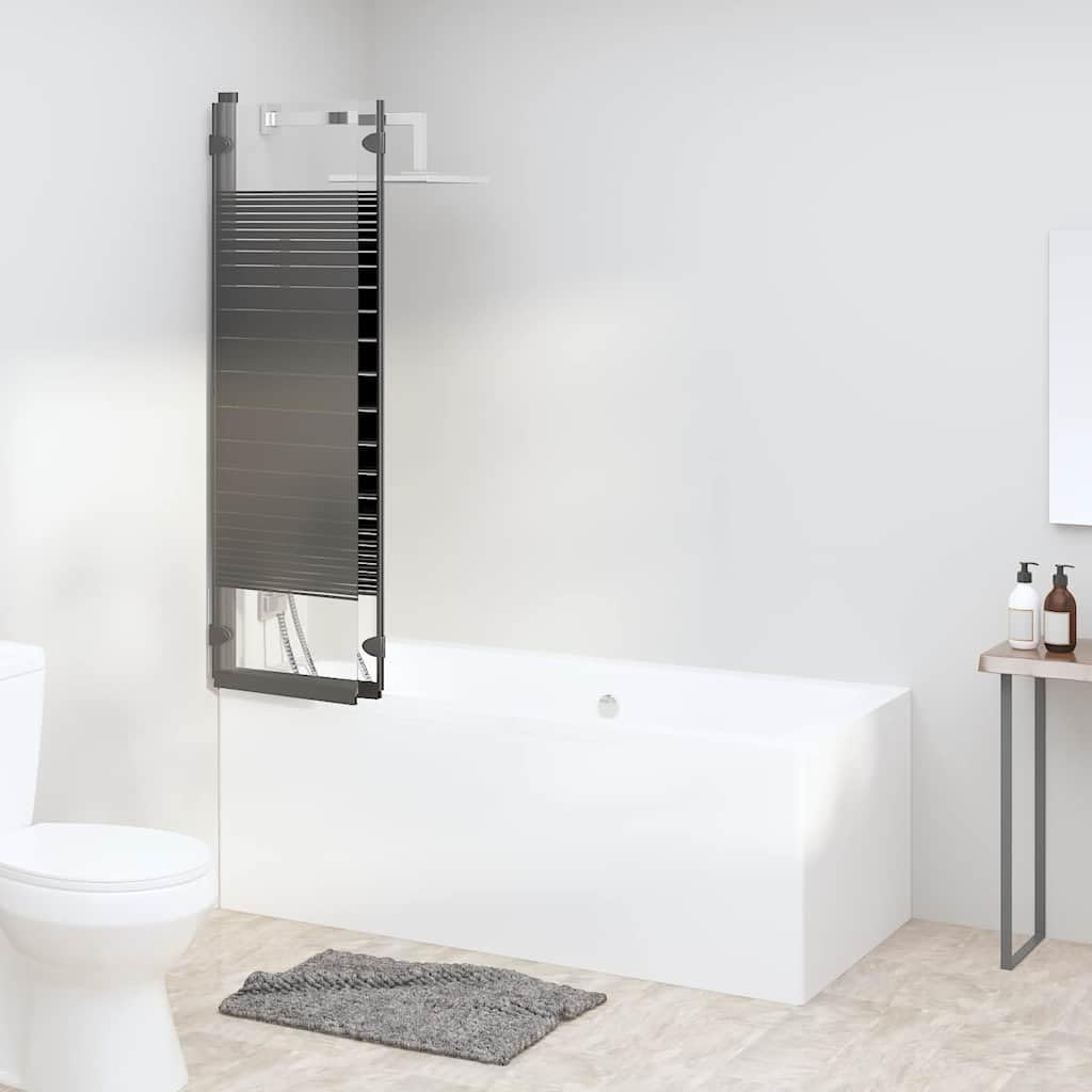Parete pieghevole per vasca da bagno, 3 pezzi, 130 x 130 cm, vetro di sicurezza ESG, nero, con telaio in alluminio, per montaggio salvaspazio e design moderno