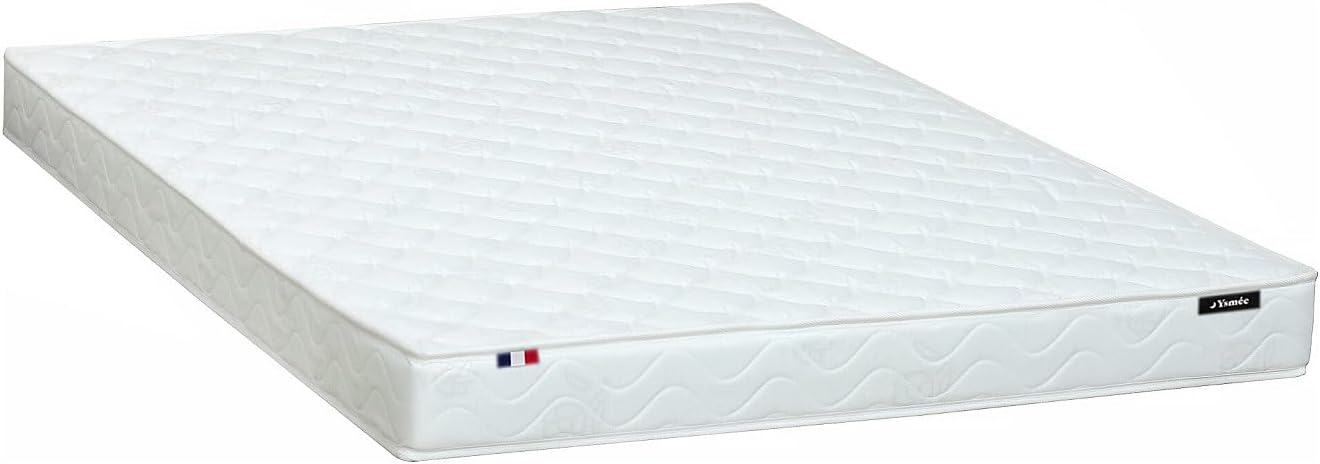 White quilted mattress with a small flag detail, suitable for the loft bed.