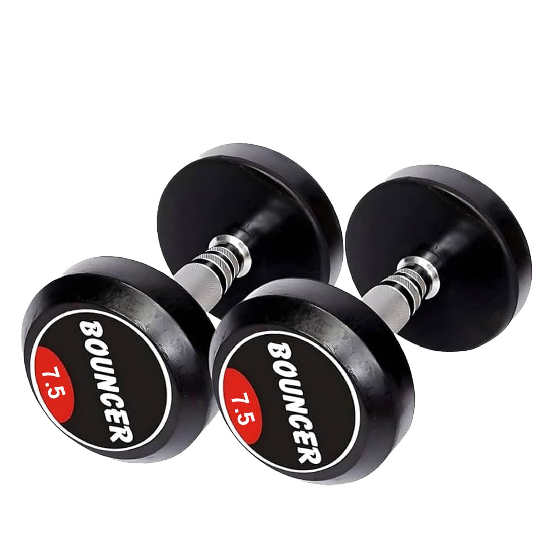 Fitrxx Rubber Coated Bouncer Dumbbells Weights|Professional Round Dumbbells,Dumbbell Set For Home Workout,Gym dumbbell Set,Dumbbell Set of 2,Home Gym Equipment For Men And Women (Black,7.5 Kg)-image-35