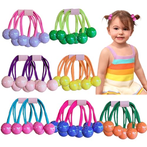 28 gomas dobles para el pelo, coletas de burbujas coloridas, transparentes, accesorios elásticos surtidos para niños, niñas y mujeres (7 colores)