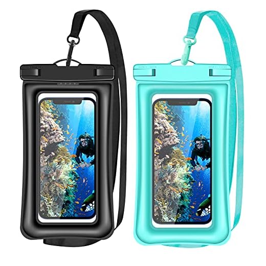v-Golvin Floating Universal Waterproof Phone Pouch, IPX8 Cellphone Dry Bag Waterproof Case for iPhone 13 12 11 Pro Max SE 2020 XS Max XR X 8 7 6s Plus S10 S9 S20 S21 Note 20/10 Up to 7 inches -2 Pack