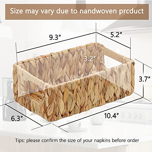 Graciadeco 4 Small Wicker Pantry Baskets 10 Inch Woven Rectangle Water Hyacinth Rattan Storage Baskets Sets Of 4 For Organizing Kitchen Shelves Cabinet #TOP1