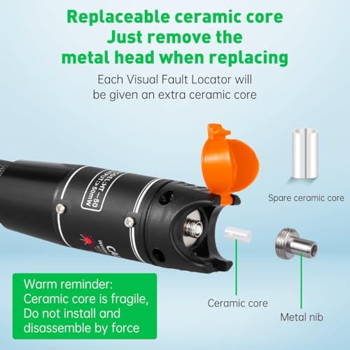 Image of Visual Fault Locator 30mW 30KM, VFL Fiber Optic Cable Tester Meter, Red Light Pen Tester Adapt LC /FC /SC /ST Interface, Fiber Network Cable Test Kit Fiber Light Source Testers