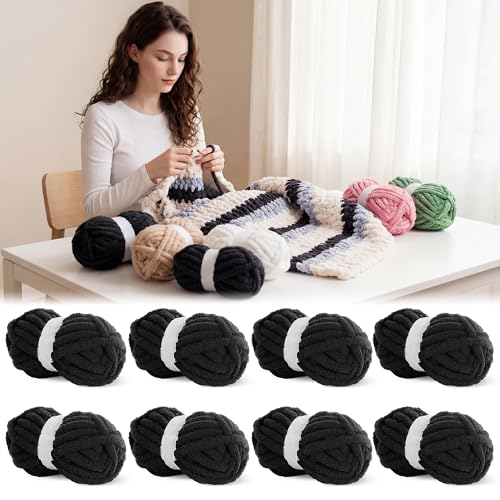 BALAPET Chunky Yarn for Hand Knitting Super Soft Thick Plush Yarn for Blanket and Knit DIY Fluffy Bulky Jumbo Yarn Beginner Friendly Machine Washable 8 Skeins (8 oz / 27 Yards)