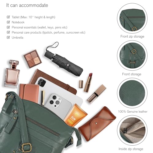 Image of Oak Leathers Leather Crossbody Bag For Women With Adjustable Sling Strap - Medium Size Crossover Shoulder Handbag Purse