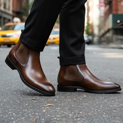 Image of GIFENNSE Mens Chelsea Boots Leather Dress Boots for Men