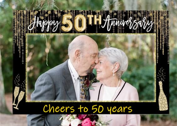 JeVenis 50 aniversario de bodas de oro regalos aniversario fiesta photo booth props 50 aniversario de bodas de oro decoración cheers to 50s aniversario decoración