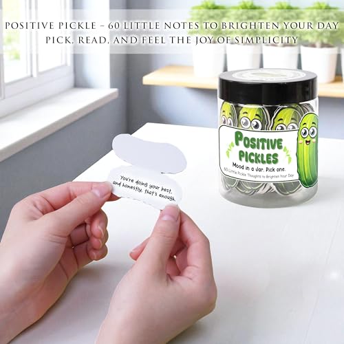 Emotional Supports Pickle Jar, 60 Positive Pickle Affirmation Cards for Women, Birthday Gifts for Women, Back to School Gifts, White Elephant Gifts, Teen Girl Gifts Trendy Stuff