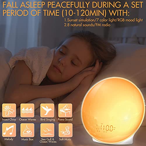 Wake-up Light Jakatv Lichtwecker mit Doppelalarmen und Stimmungslicht
