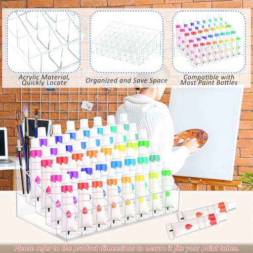 Image of Generic 4 Pack Acrylic Paint Tube Organizer, 160 Slots, 5 Layers, Clear Paint Organizer, Acrylic Paint Holder for Oil, Watercolor, Spray Paints