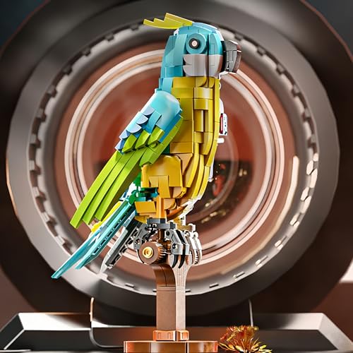 Image of SKY LINE OCEAN Finger Rock Creator Parrot Building Set - 688 PCS Creative Bird Animal Model Kit with Stand, Compatible Brick Construction Toy, Collectible Display Gift for Kids Teens & Adults Ages 14+