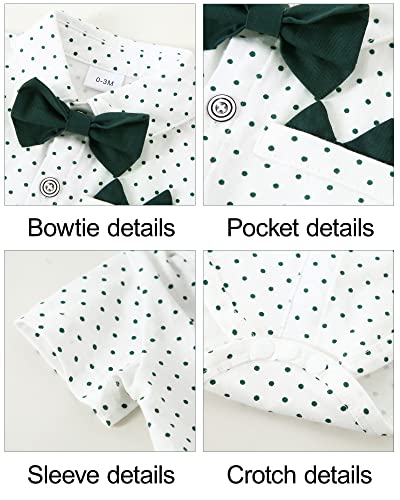 Image of YALLET Baby Boy Clothes Suit Newborn Infant Gentleman Outfits, Formal Dress Shirt+ Bowtie+ Suspender Pants Wedding Party Set