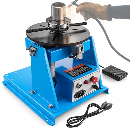 VEVOR Rotary Welding Positioner 10KG 1-12 RPM 20W Adjustable 0-90 Turntable with 8.1 Inch 3-Jaw Chuck Compact Welder Machine for Precision Cutting Grinding Assembly and Testing