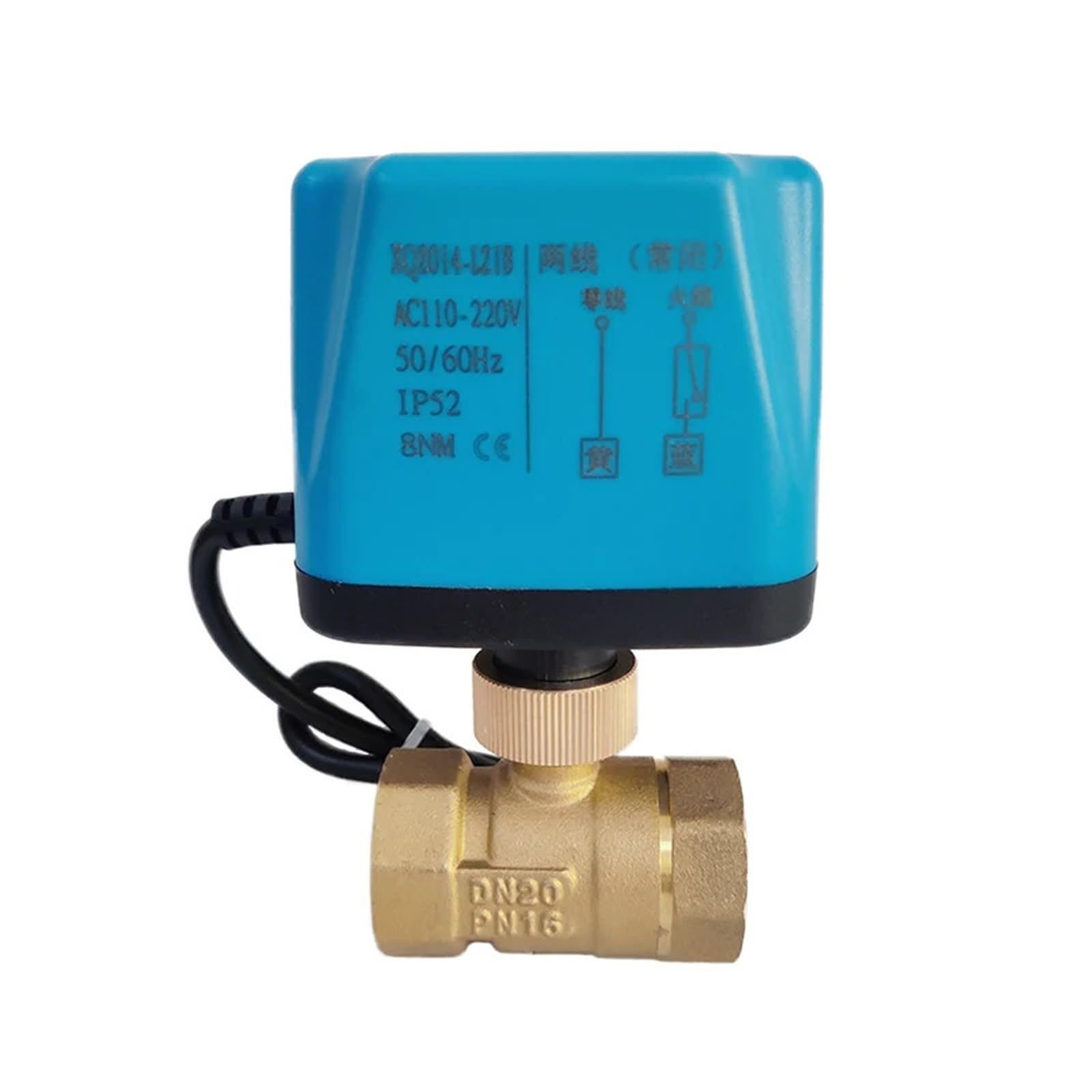 HKYPCOKVK Motorized Ball Valve Brass 2-wire Power-off reset 8 N·m Big Torque 12V AC/DC Alternative Electric Solenoid(12VDC-NORMALLY CLOSED,1.25 Inch)
