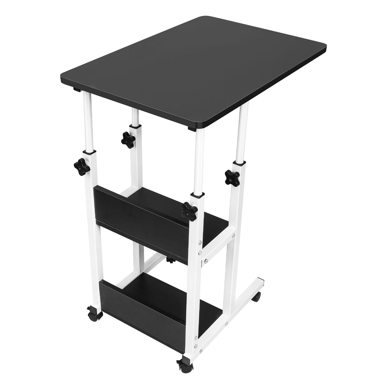 Table d'appoint légère, de lit médicalisé,Bureau Informatique, Bureau Gaming, Roulante Canapé pour Ordinateur Portable Hauteur Pliante avec 4 roulettes-60 * 40 * 76-86.5 cm-Noir