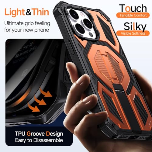 Protection intégrale iPhone 13 Pro MagSafe orange antichoc à béquille