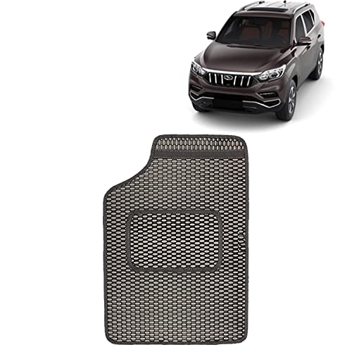 Image of Kingsway Dotted Design Car Floor Foot Mats Universal Fit for Mahindra Alturas G4, Model Year : 2018 Onwards, Water and Dustproof, Color Black, Set of 5 Pieces