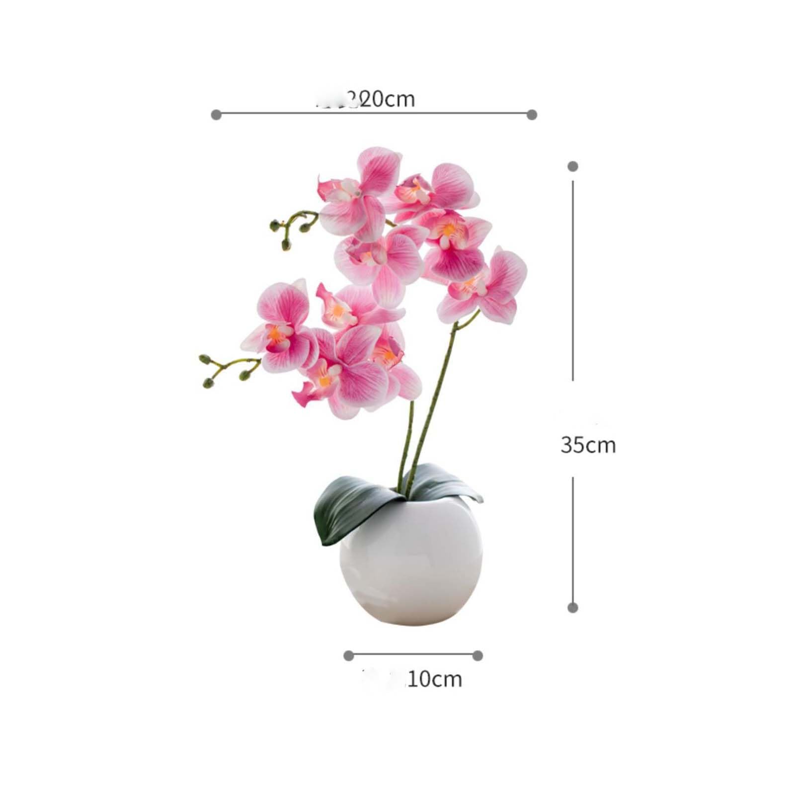 Künstliche Pinke Phalaenopsis-Orchidee, getopfte Blumendekoration, lebensechte Blumenarrangement mit weißem Keramiktopf für zu Hause