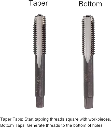 Miniatura 3 de uxcell Métrico M8 Rosca 1.25 Paso 3 Flautas Rectas Herramienta de aleación H2 Base de acero y Tornillo cónico Juego de roscado Herramientas para