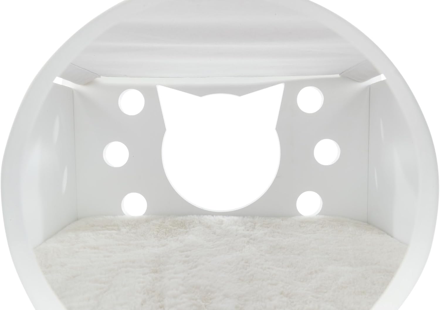 review TRIXIE Vienna White Indoor Wood Cat Home, with Two Openings Including Cat Shaped Front Entrance, Top Hammock, Removable Plush Mat