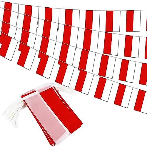 Image of Poland String Flag Pennant Banner - 38 Flags, 42 Feet Small Mini Polish Flags Bunting Banner for Country Decoration, School, Party, Sports Events