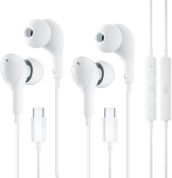 USB C Headphones for iPhone 17 Air 16, Wired Earbuds for iPad Pro Air Mini, iPad 10, MacBook, in-Ear Earphones Wired with Microphone and Volume Control for Samsung S25 S24/for Google Pixel 10/9/8