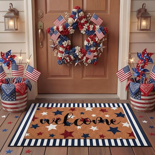 Tinideya 2 Pcs Door Mat Welcome Non Slip Coir Mats...