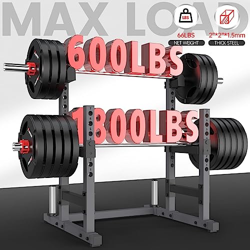 Image of PASYOU Adjustable Squat Rack Stand, Barbell Weight Rack for Home Gym | Heavy-Duty Squat Rack Stand, Adjustable Height, Suitable for Squat, Bench Press, Strength Training, Max Load 1800 LBS