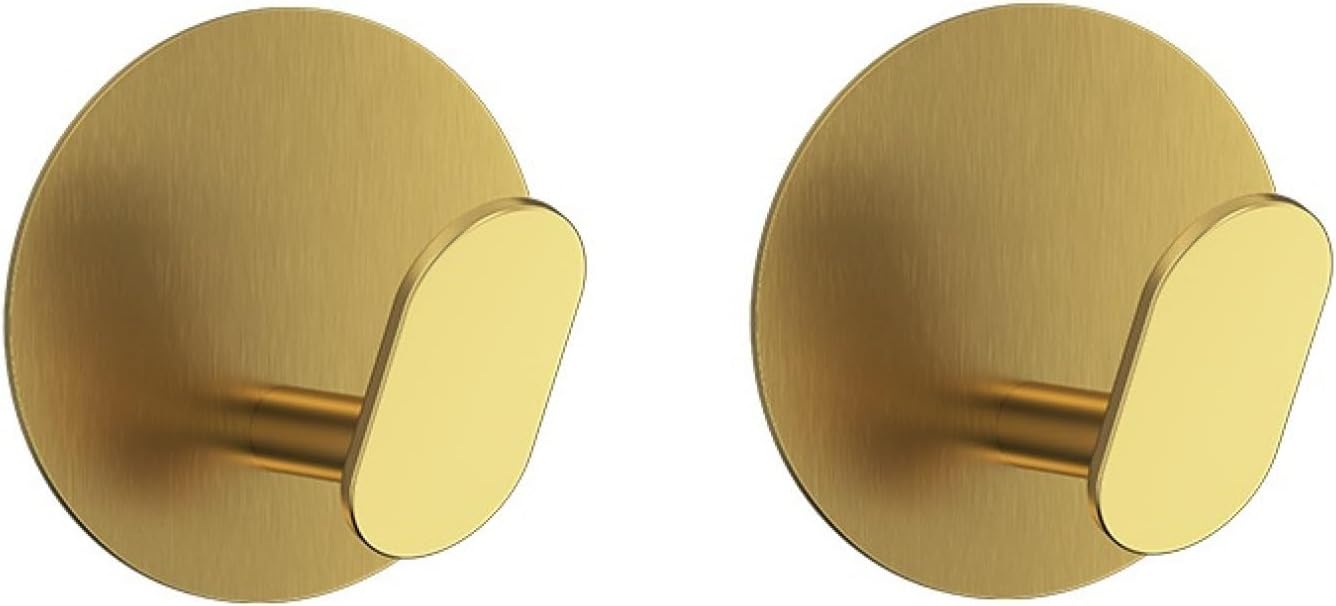 Wall Hook，Door Hook, Coat Hooks 2Pcs Multi-Style 304 Stainless Steel Sticky Hook Kitchen Bathroom Toilet Coat Hook Towel Hook D Type Gold(Black)