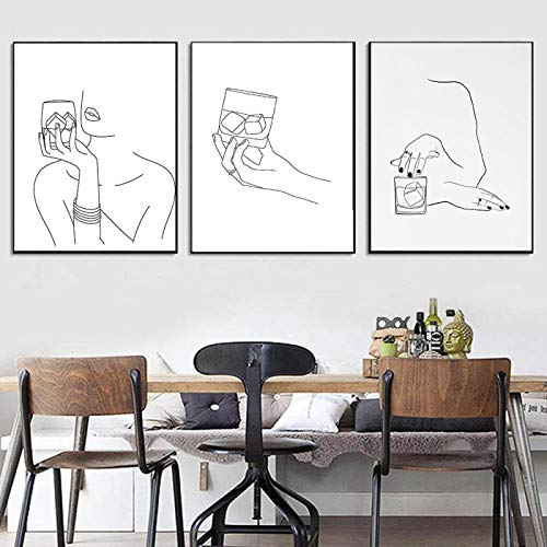 Toile minimaliste art ligne femme pour habiller un grand mur vide