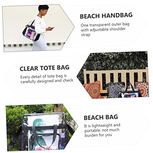 KESYOO Transparent Large Capacity Tote Bag for Women Lightweight Travel Handbag Versatile Beach Bag with Strap for Swim Accessories and Daily Use3