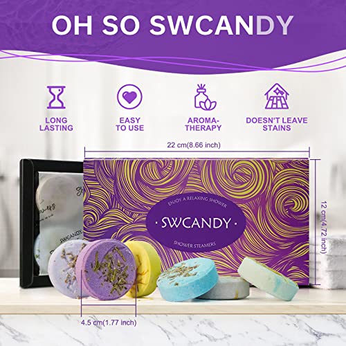 Aromatherapy Shower Steamers Gifts Set Lavender - Swcandy 8 Pcs Bath Bombs Gifts For Women, Shower Bombs With Essential Oils Relaxation Gifts For Home Spa, Melts For Women Who Has Everything #TOP3